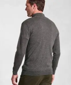 Alternative view of Sussex Charcoal Cotton Merino Zip Neck Jumper