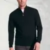 Sussex Black Cotton Merino Zip Neck Jumper