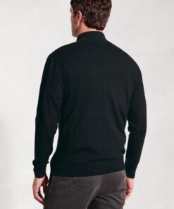 Alternative view of Sussex Black Cotton Merino Zip Neck Jumper