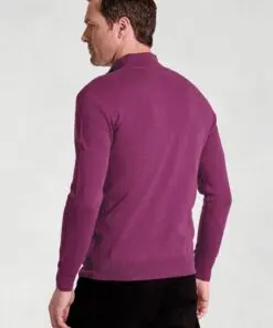 Alternative view of Sussex Plum Cotton Merino Zip Neck Jumper