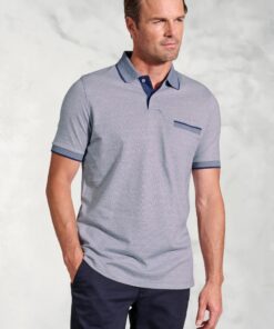 Sutherland Blue Melange Dot Jacquard Polo Shirt