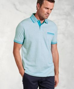 Sutherland Aqua Melange Dot Jacquard Polo Shirt
