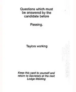 Taylors Passing Question Card