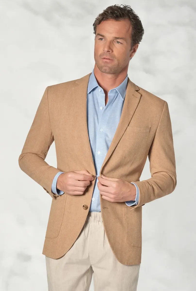 Tailored Fit Thorpe Sand Cotton Linen Jacket