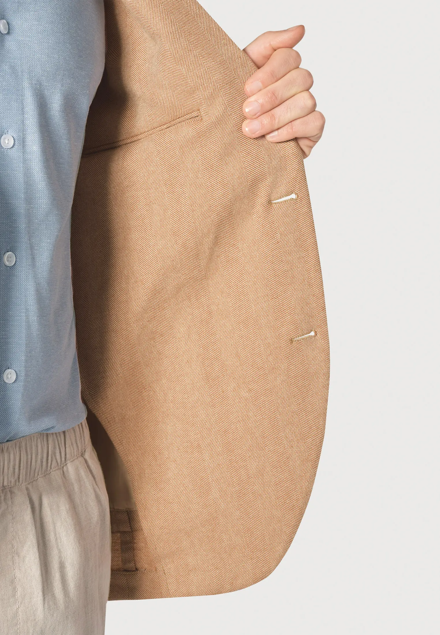 Tailored Fit Thorpe Sand Cotton Linen Jacket - Image 2