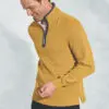 Turner Mustard Fine Rib Cotton Zip Neck Sweatshirt