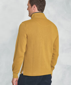Alternative view of Turner Mustard Fine Rib Cotton Zip Neck Sweatshirt
