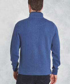 Alternative view of Turner Blue Fine Rib Cotton Zip Neck Sweatshirt
