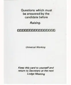 Universal Working Raising Card