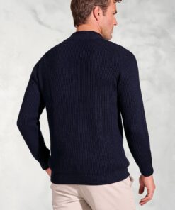 Alternative view of Wayne Navy Rib Knit Zip Neck Jumper