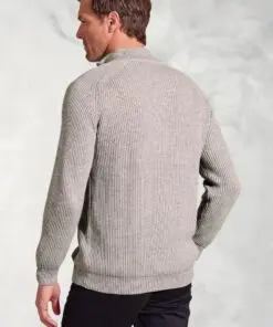 Alternative view of Wayne Silver Grey Rib Knit Zip Neck Jumper