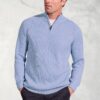 Wayne Sky Blue Rib Knit Zip Neck Jumper