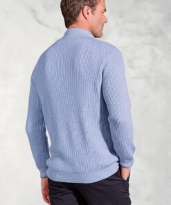 Alternative view of Wayne Sky Blue Rib Knit Zip Neck Jumper