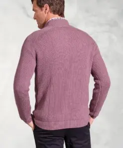 Alternative view of Wayne Mauve Rib Knit Zip Neck Jumper