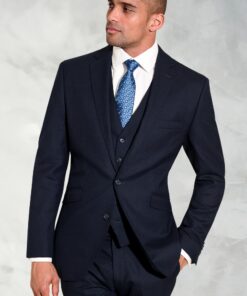 Tailored Fit Wells Navy Wool Blend Suit Jacket