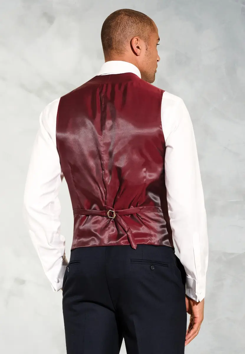 Tailored Fit Wells Navy Wool Blend Waistcoat - Image 2