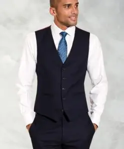 Tailored Fit Wells Navy Wool Blend Waistcoat