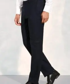 Tailored Fit Wells Navy Wool Blend Suit Trouser