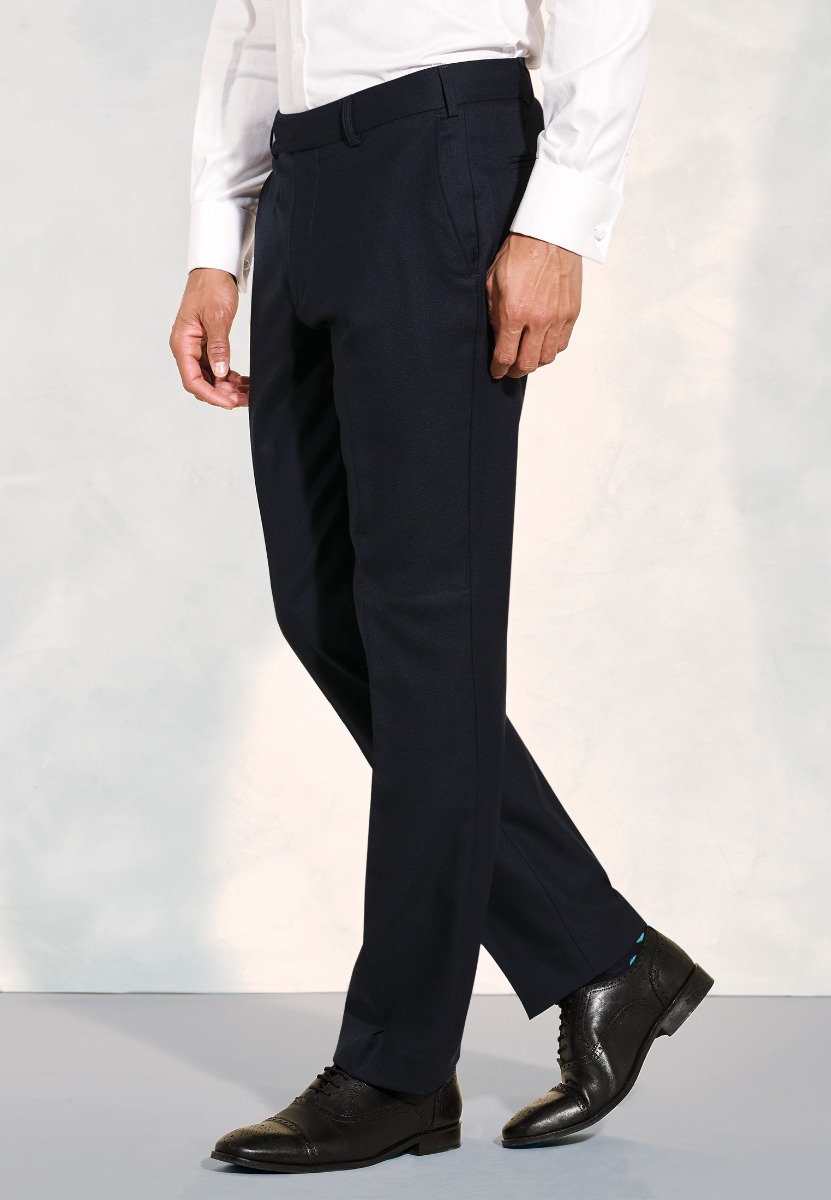Tailored Fit Wells Navy Wool Blend Suit Trouser