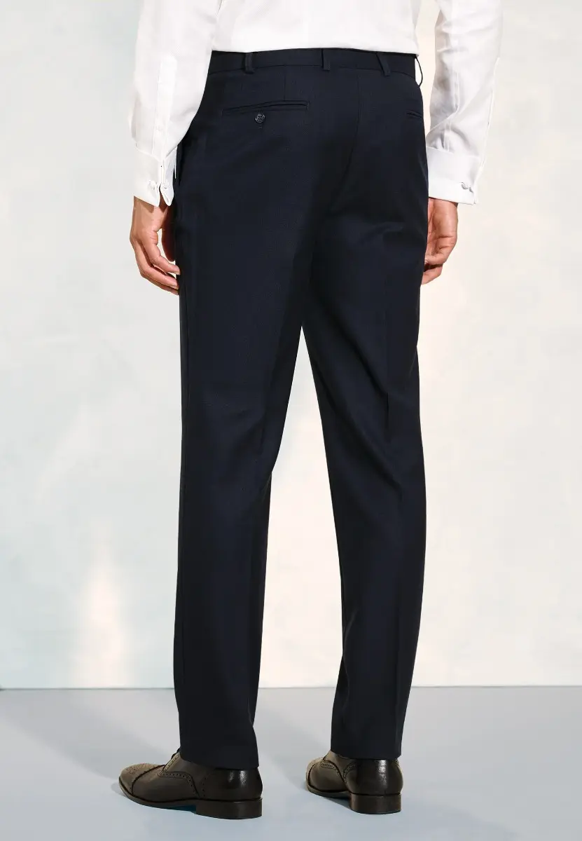 Tailored Fit Wells Navy Wool Blend Suit Trouser - Image 2