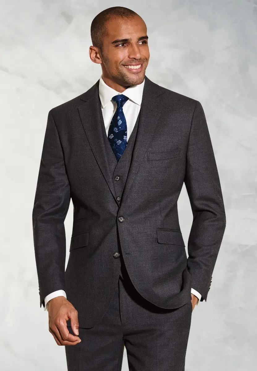 Tailored Fit Wells Charcoal Wool Blend Suit Jacket