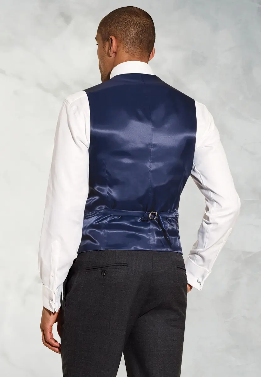 Tailored Fit Wells Charcoal Wool Blend Waistcoat - Image 2