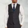 Tailored Fit Wells Charcoal Wool Blend Waistcoat