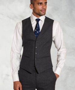 Tailored Fit Wells Charcoal Wool Blend Waistcoat
