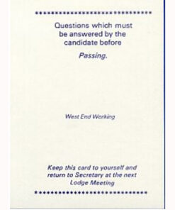 West End Working Passing Card