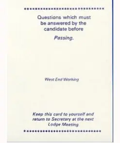 West End Working Passing Card