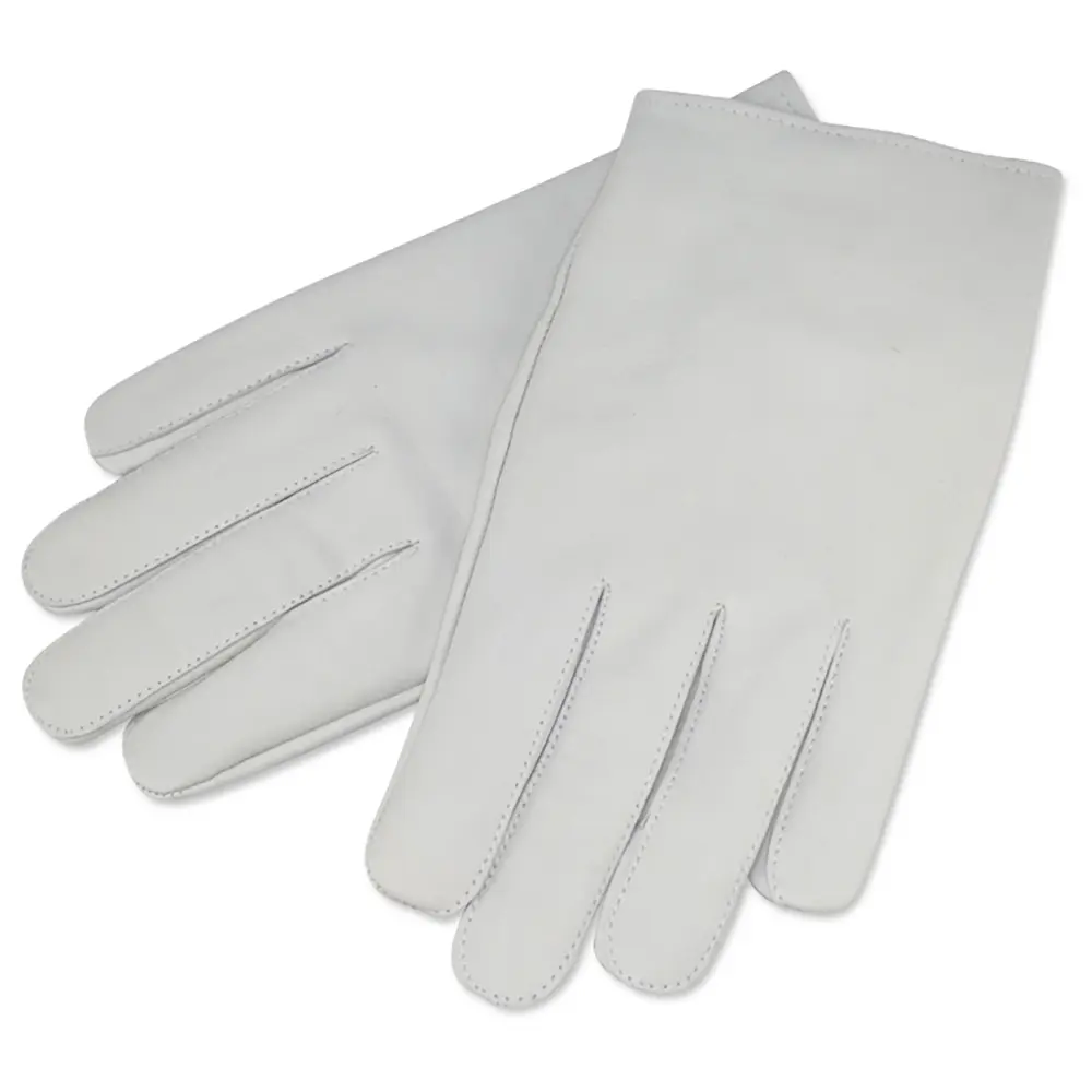 White Kid Skin Leather Gloves