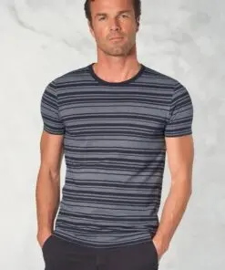 Willis Pure Cotton Navy Herringbone Hoop T-Shirt