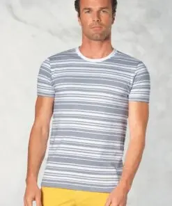 Willis Pure Cotton White Herringbone Hoop T-Shirt