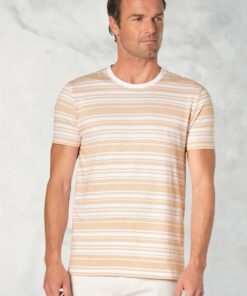 Willis Pure Cotton Peach Herringbone Hoop T-Shirt