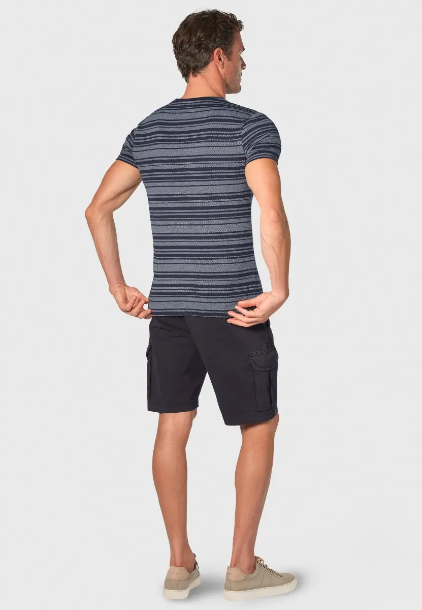 Willis Pure Cotton Navy Herringbone Hoop T-Shirt - Image 2